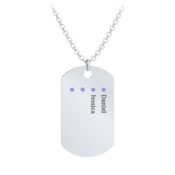 Men's Engravable Dog Tag Necklace with 4 Birthstones
