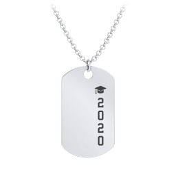 2020 Graduation Dog Tag Necklace in 925 Sterling Silver