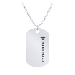2021 Graduation Dog Tag Necklace in 925 Sterling Silver