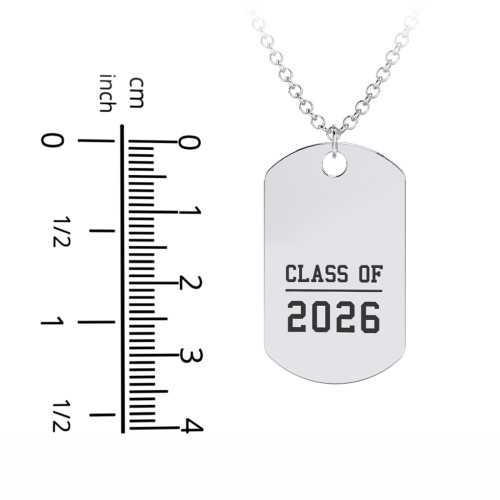 Graduation Dog Tag Necklace – Sterling Silver