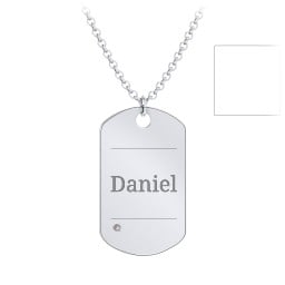 Men's Engravable Dog Tag Necklace With Accent
