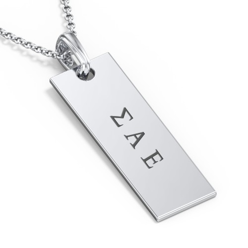 Men's Engravable Long Tag Fraternity Necklace – Sterling Silver