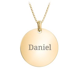Men's Engravable Disc Necklace in 10K Solid Yellow Gold