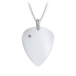 Men's Engravable Guitar Pick Fraternity Necklace with Gemstone