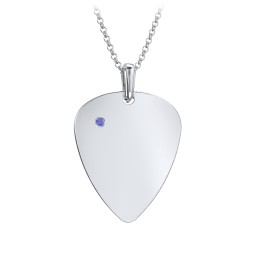 Men's Engravable Guitar Pick Fraternity Necklace with Gemstone