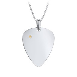 Men's Engravable Guitar Pick Fraternity Necklace with Gemstone