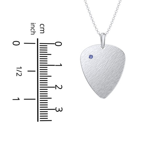 Men's Engravable Guitar Pick Fraternity Necklace with Gemstone – Sterling Silver with Citrine