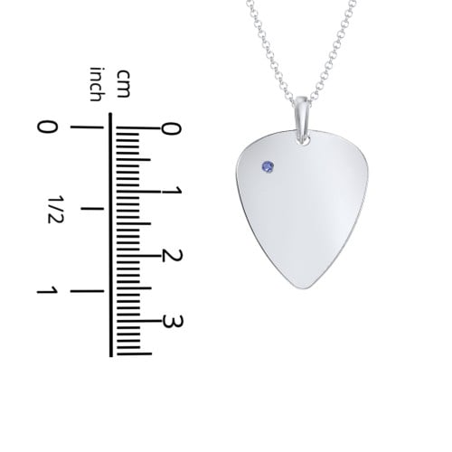 Men's Engravable Guitar Pick Necklace with Gemstone
