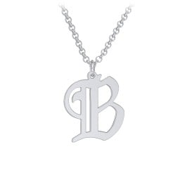 Men's Gothic Initial Pendant Necklace - B
