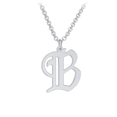 Men's Gothic Initial Pendant Necklace - B – Sterling Silver