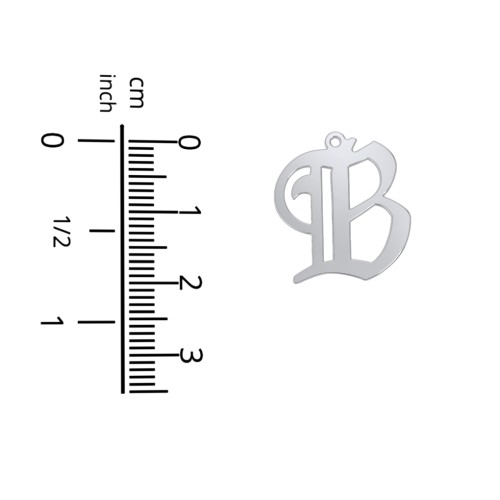 Men's Gothic Initial Pendant Necklace - B – Sterling Silver