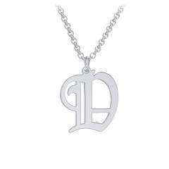 Men's Gothic Initial Pendant Necklace - D – Sterling Silver