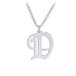 Men's Gothic Initial Pendant Necklace - D in 925 Sterling Silver