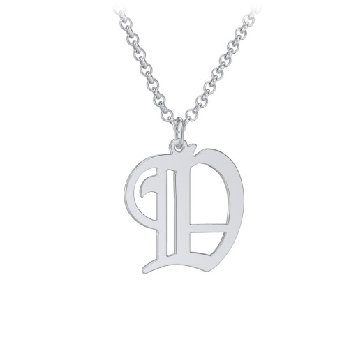 Men's Gothic Initial Pendant Necklace - D – Sterling Silver