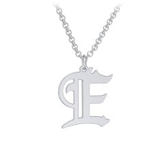 Men's Gothic Initial Pendant Necklace - E