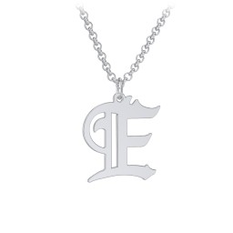 Men's Gothic Initial Pendant Necklace - E in 925 Sterling Silver