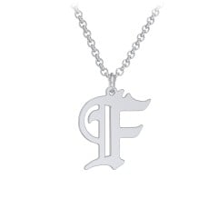 Men's Gothic Initial Pendant Necklace - F