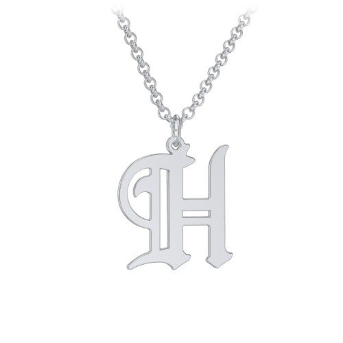 Men's Gothic Initial Pendant Necklace - H – Sterling Silver