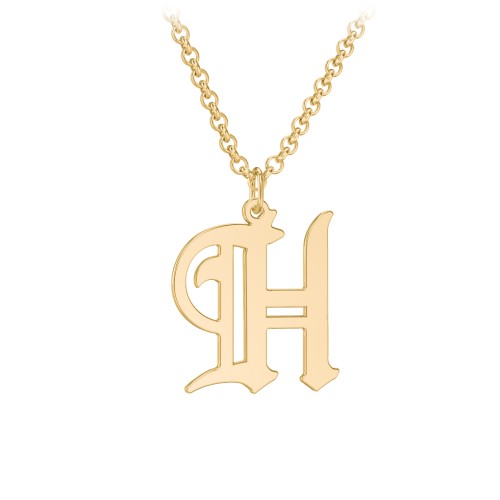 Men's Gothic Initial Pendant Necklace - H – 10K Yellow Gold