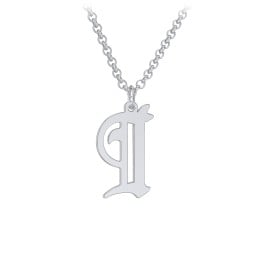 Men's Gothic Initial Pendant Necklace - I