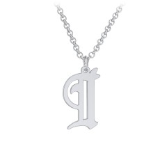 Men's Gothic Initial Pendant Necklace - I – Sterling Silver