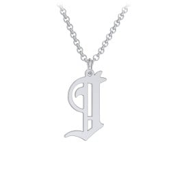 Men's Gothic Initial Pendant Necklace - J