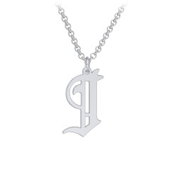 Men's Gothic Initial Pendant Necklace - J – Sterling Silver