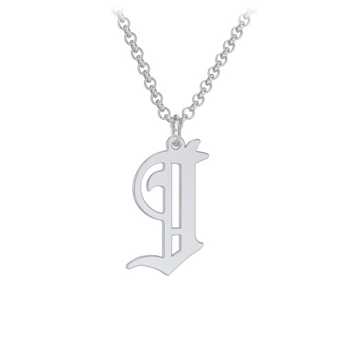 Men's Gothic Initial Pendant Necklace - J – Sterling Silver