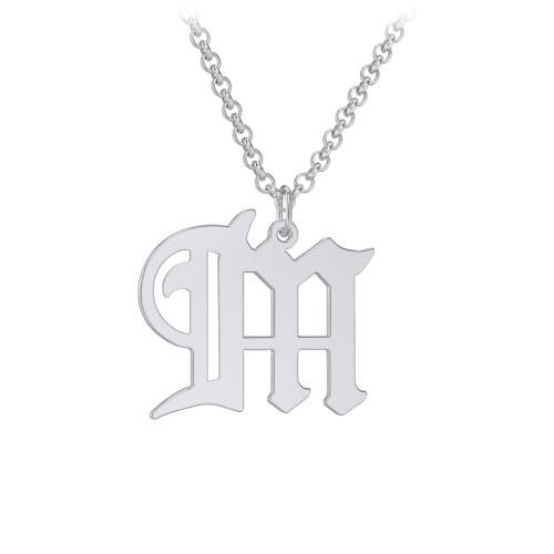 Men's Gothic Initial Pendant Necklace - M – Sterling Silver