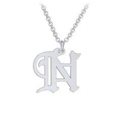 Men's Gothic Initial Pendant Necklace - N – Sterling Silver