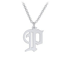 Men's Gothic Initial Pendant Necklace - P