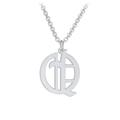 Men's Gothic Initial Pendant Necklace - Q