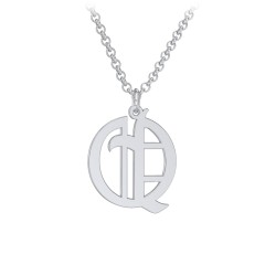 Men's Gothic Initial Pendant Necklace - Q – Sterling Silver