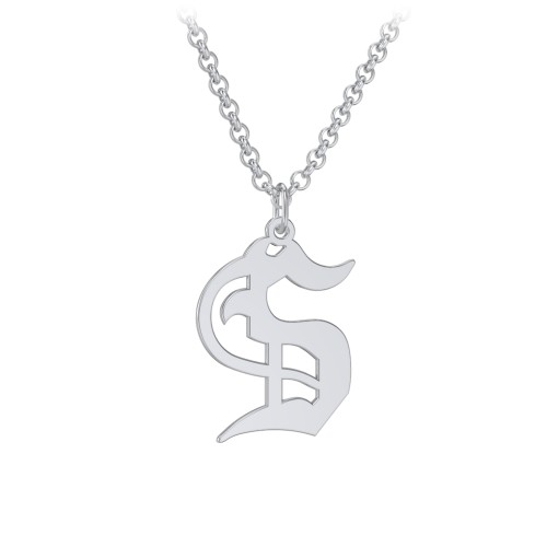 Men's Gothic Initial Pendant Necklace - S – Sterling Silver