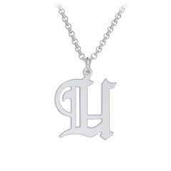 Men's Gothic Initial Pendant Necklace - U – Sterling Silver