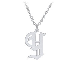 Men's Gothic Initial Pendant Necklace - Y – Sterling Silver
