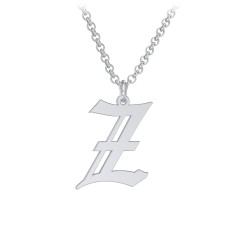 Men's Gothic Initial Pendant Necklace - Z – Sterling Silver