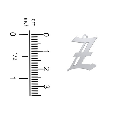 Men's Gothic Initial Pendant Necklace - Z – Sterling Silver