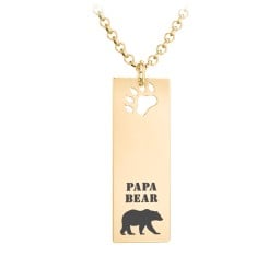 Men's Engravable PAPA BEAR Long Tag Necklace