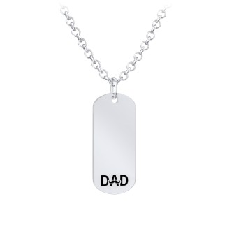 Sterling Silver Men's Dog Tag Necklace - Dad Necklace - Silver Necklace for Men
