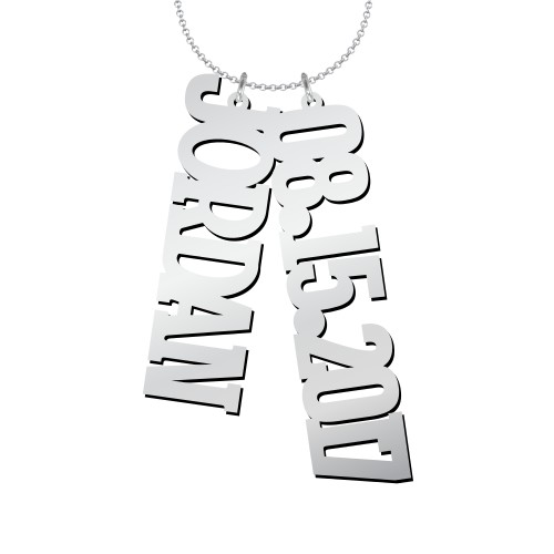 Men's Personalized Vertical 2 Name Necklace – Sterling Silver