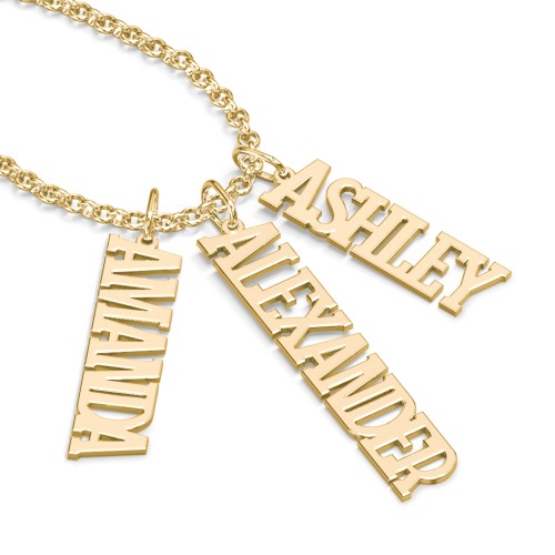 Men's Personalized Vertical 3 Name Necklace