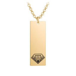 Men's Engravable SUPER DAD Long Tag Necklace