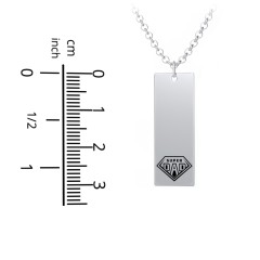 Men's Engravable SUPER DAD Long Tag Necklace