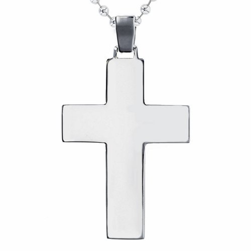 Engravable Stainless Steel Cross Necklace With Carbon Fibre Inlay