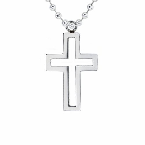 Stainless Steel Cross Necklace With Cutout Centre