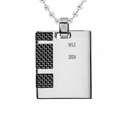 Stainless Steel Dog Tag Necklace With Black Carbon Inlay