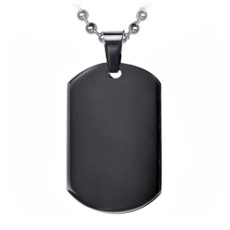 Onyx Dog Tag Necklace in Stainless Steel