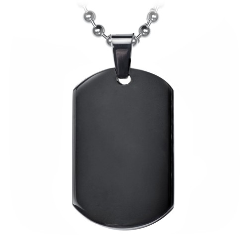 Onyx Dog Tag Necklace – Stainless Steel