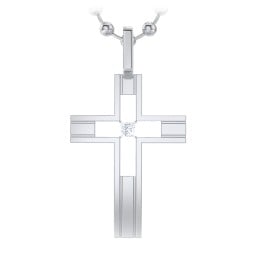 Men’s Engravable Cut-out Silver Cross Pendant
